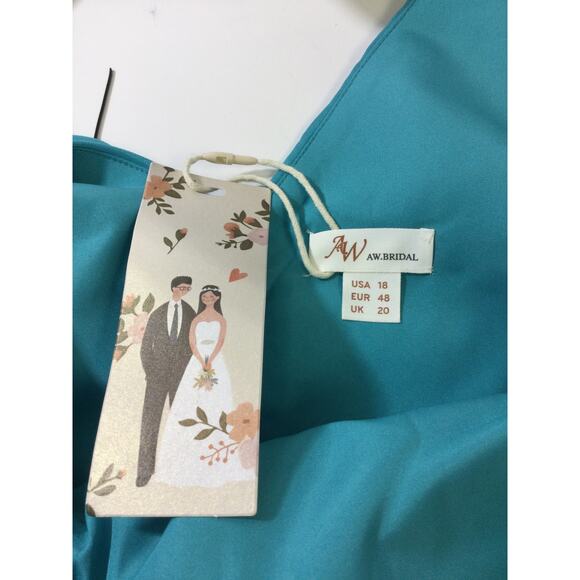 AW BRIDAL 18 2X PLUS turquoise blue Gwyneth wedding bridesmaid maxi dress B55 - Picture 8 of 9